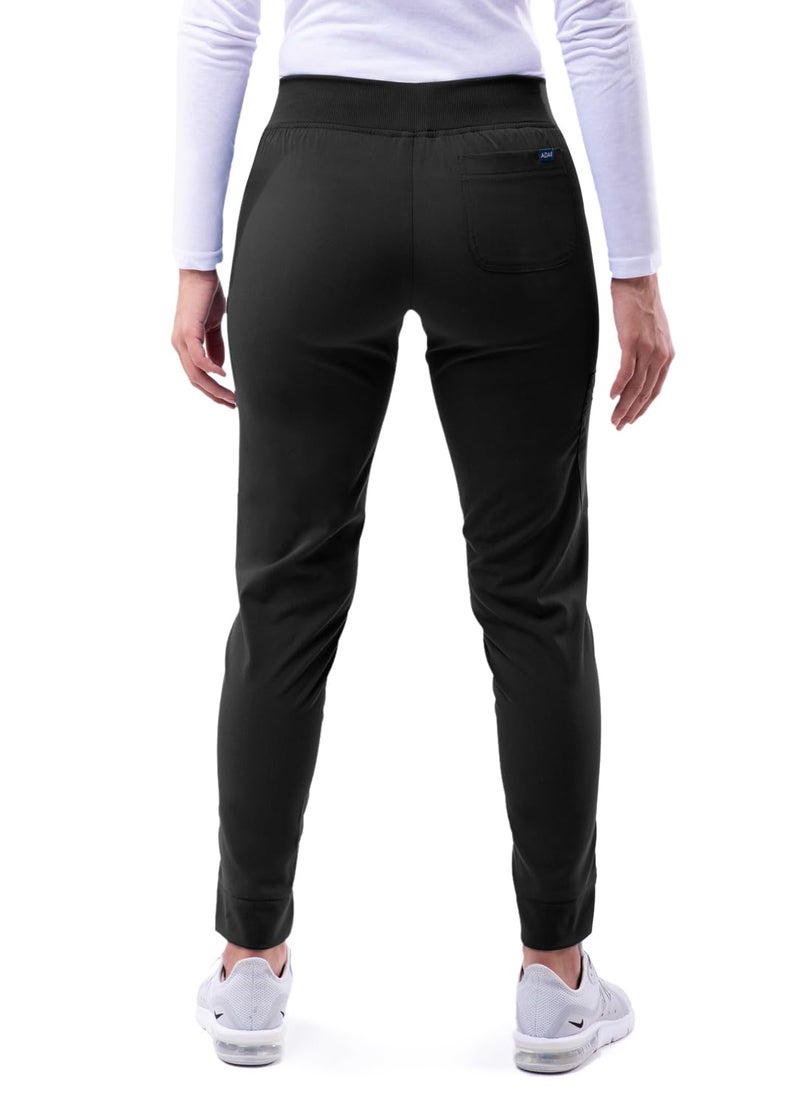 Adar Uniforms Pro Scrubs for Women, Ultimate Yoga Jogger Scrub Pants, P7104, Black, XL - Image 2